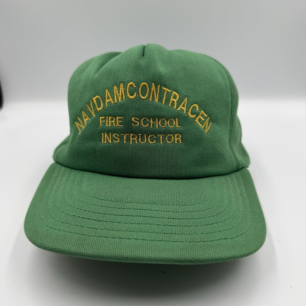 Vintage Navidamcontracen Fire School Instructor Snapback Hat USA Made Navy